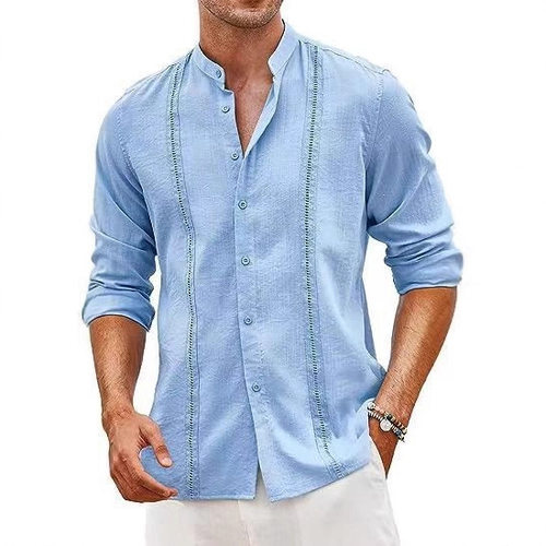 tton Linen llar 2026 Men's Leisure Button Day Beach Holiday