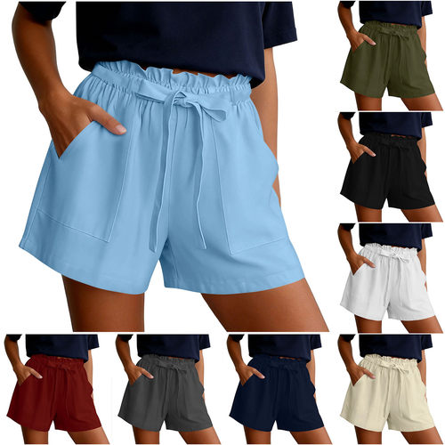 Women’s Loose-fit tton-linen Wide-leg Shorts With Elastic D