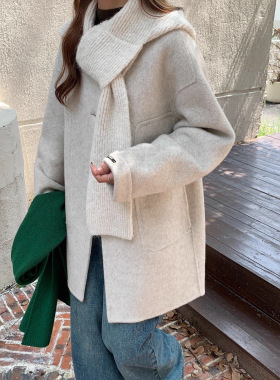Single-breasted Knitted Mid-length Double-faced Wool at, Loo