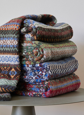 苏格兰爱丁堡Robert Mackie费尔岛羊毛围巾抗寒保暖复古百搭围脖