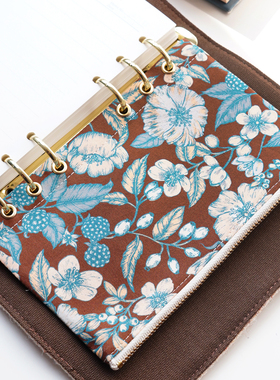 A6分隔收纳袋liberty塔纳棉印花手账本拉链收纳包分隔页6孔拉链袋