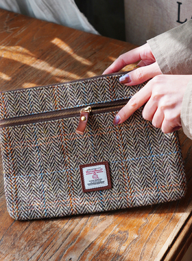 Harris tweed哈里斯粗花呢大卡包证件收纳包杂物内胆包手机包钱包