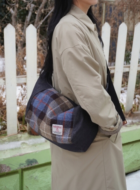 Harris tweed休闲百搭饺子通勤包女2025新款大容量背包运动斜挎包