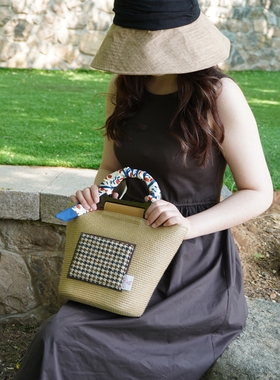 harris tweed日系浅春系草编包高级感手提菜篮子百搭夏季沙滩包