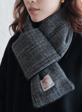 Harris tweed哈里斯花呢围巾复古格纹脖套加绒保暖情侣围脖冬礼物