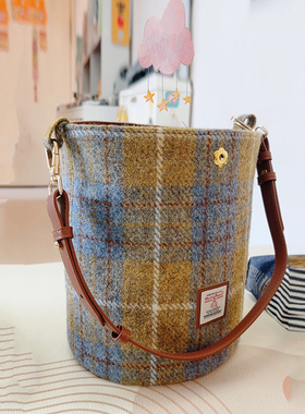 harris tweed哈里斯粗花呢水桶包女秋冬手拎包小众单肩手提腋下包
