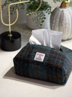 哈里斯粗花呢纸巾盒Harris tweed手工全羊毛北欧ins风简约纸抽盒
