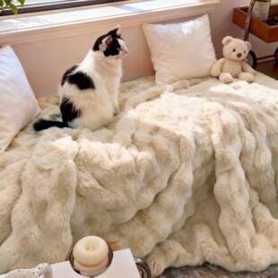 泡芙毛毯仿兔毛绒加厚冬单人铺床搭毯学生宿舍保暖午睡空调盖被子