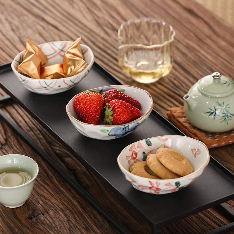 日式手绘陶瓷茶点盘釉下彩零食水果小吃碟茶点小菜盘蘸料碗调料碟,餐饮具,果盆/果盘/果篮,淘宝优惠券,粉丝福利购,淘宝优惠卷