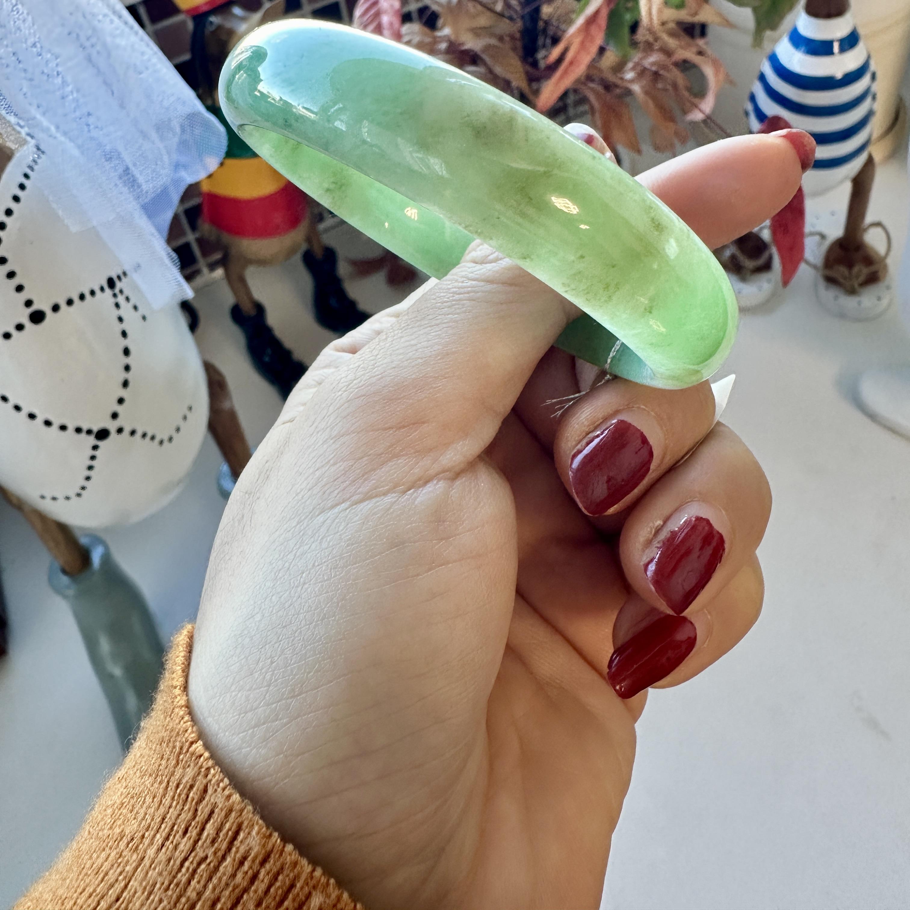 【璞谷翡翠】天然正品57.5冰种满绿缅甸玉翡翠手镯a货5011