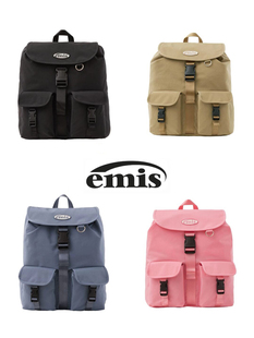 韩国潮牌emis双口袋背包大学生质感双肩背包休闲百搭背包男女同款