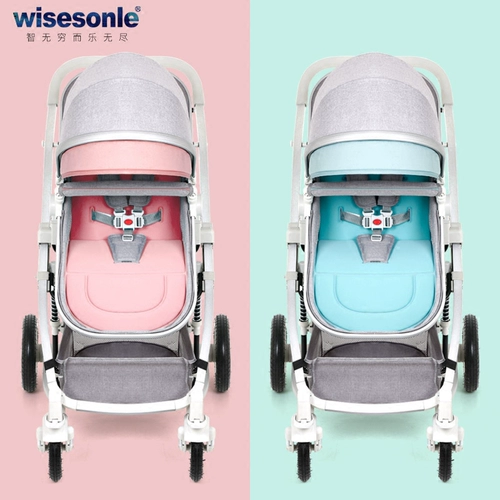 Складная детская коляска с сидением на четырех колесах для новорожденных, можно сидеть и лежать, амортизация