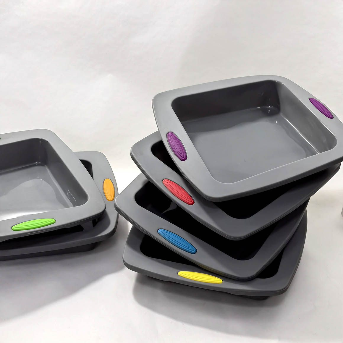 双把手硅胶正方形蛋糕模具8寸抹茶戚风矽胶烘焙焗饭烤盘5cm深烤饭