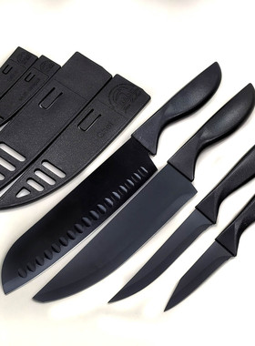 欧贸黑色不沾果蔬小刀肉菜三德刀锋利不锈钢主厨刀多用水果刀带鞘