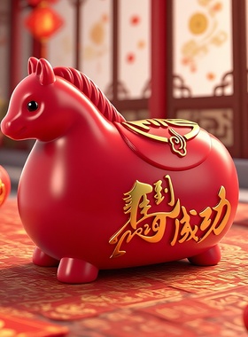 马到成功马年搪胶存钱罐生肖马造型创意储蓄罐家居摆件礼品