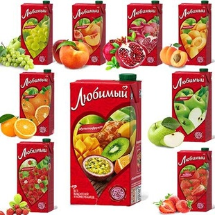 俄罗斯进口柳缤梅牌喜爱果汁饮料草莓橙汁百香果菠萝樱桃番茄年货
