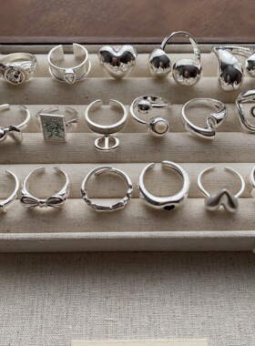 高级感极简金属心形开口戒指少女小众设计感复古个性百搭气质指环