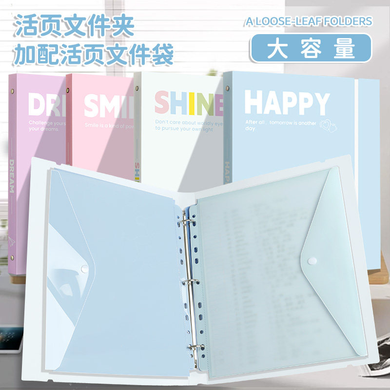 a4文件夹莫兰迪资料册活页夹档案册多页文件夹办公用品海报收纳册