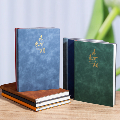 羊巴皮笔记本子a5本子可定制加厚记事本商务黑色皮面工作本办公简