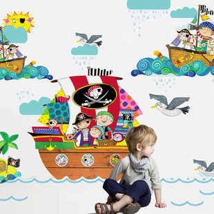 英国Rachel Ellen Designs海盗船系列儿童墙贴墙纸贴画