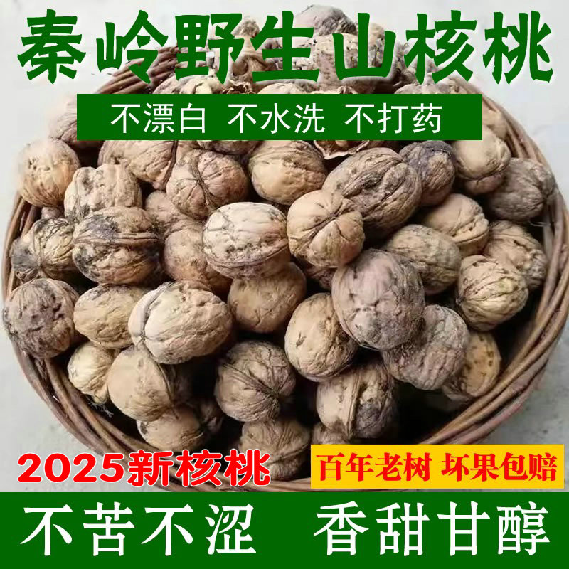 2025新货秦岭山核桃干核桃手工不水洗漂白陕西农家核桃清香野外生