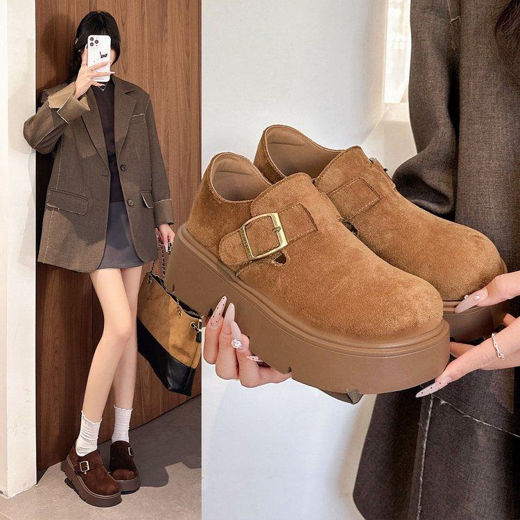 2026春季新款绒面2026年春季橡胶单鞋一脚蹬深口高跟(5,女鞋,深口单鞋,淘宝优惠券,粉丝福利购,淘宝优惠卷