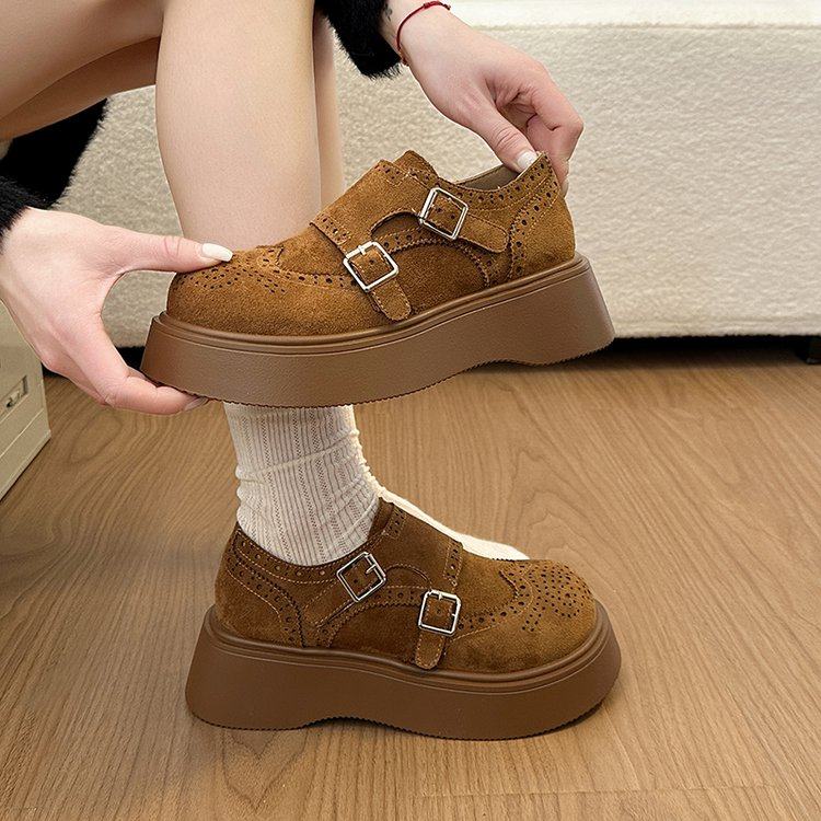 2026冬季新款深口中跟(3-5cm)牛反绒磨砂皮一脚蹬松糕,女鞋,深口单鞋,淘宝优惠券,粉丝福利购,淘宝优惠卷