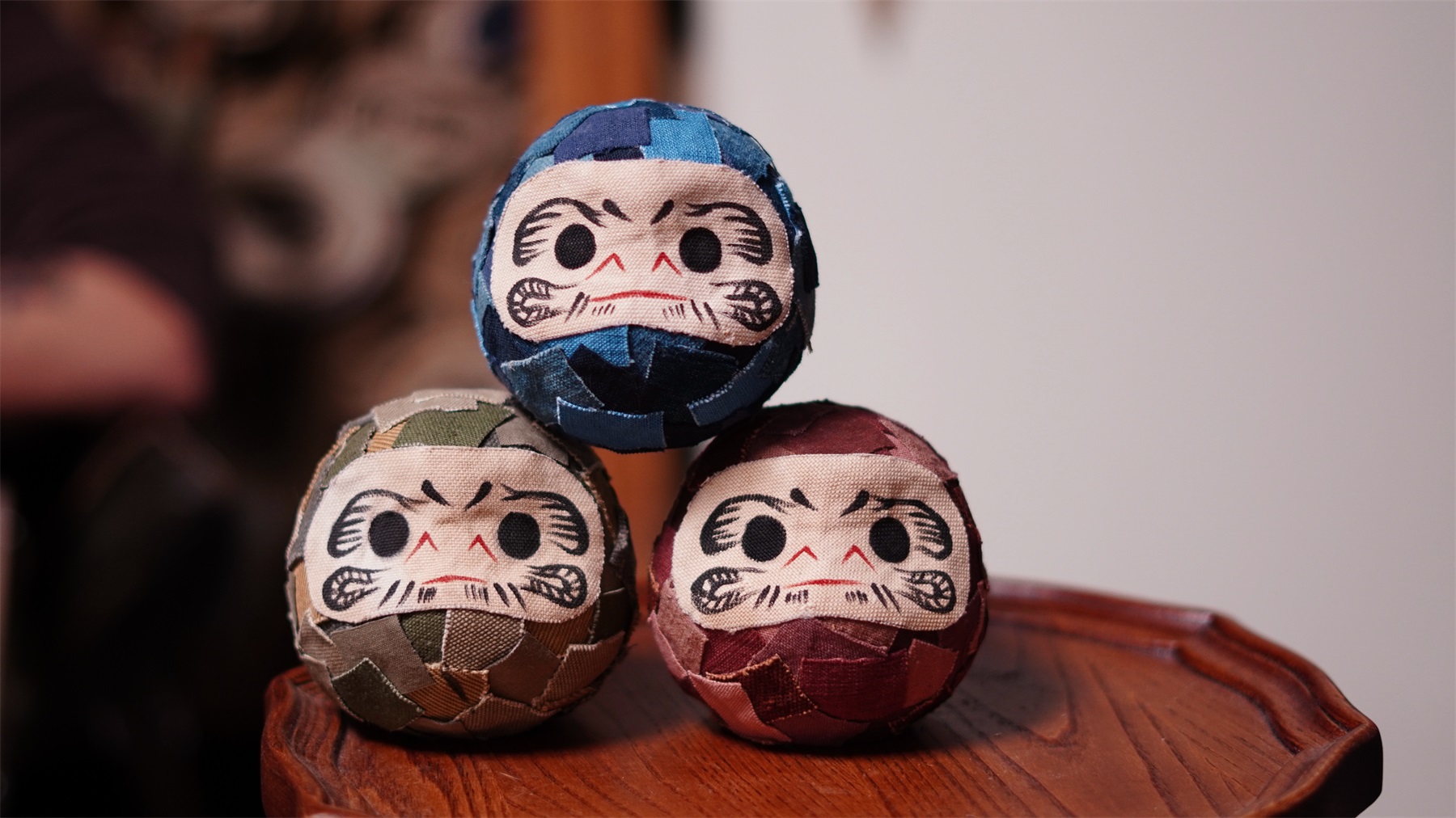 33oz 西亓好物可爱小号古布包陶瓷达摩摆件孤品车载装饰复古摆件