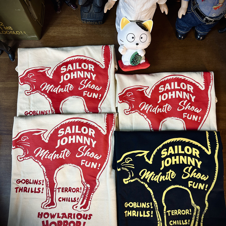 33ozSAILOR JOHNNY美式休闲复古猫咪印花210g纯棉正肩短袖T恤圆领