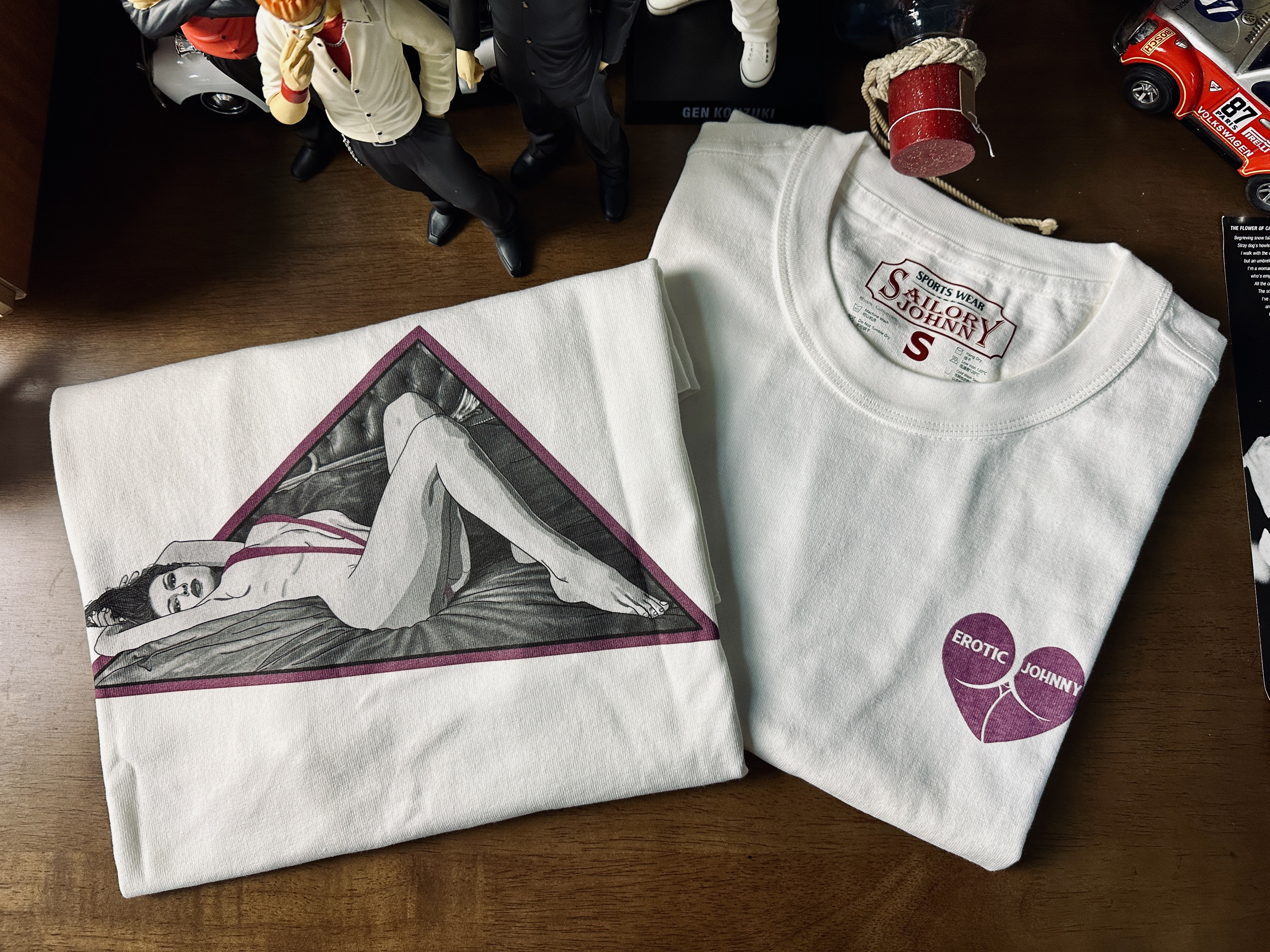 33oz SAILOR JOHNNY重磅纯棉300g三本针原创手绘美女印花T恤男女