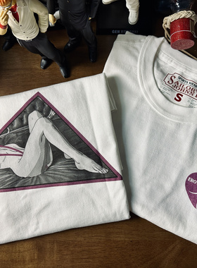 33oz SAILOR JOHNNY重磅纯棉300g三本针原创手绘美女印花T恤男女