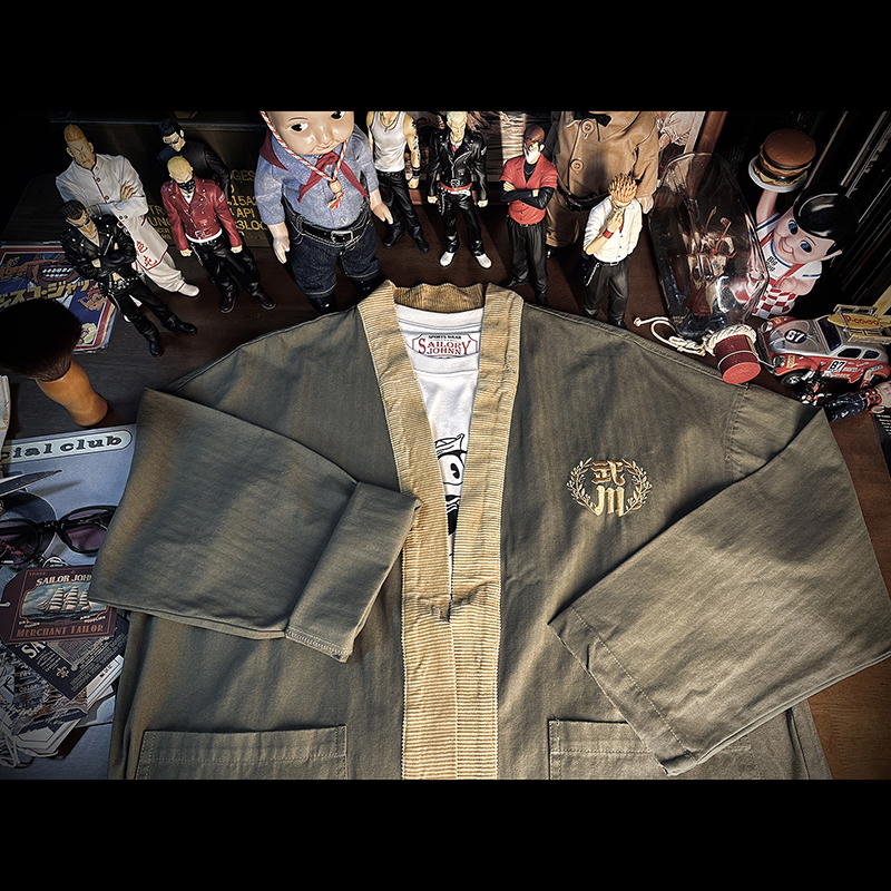 33oz SAILOR JOHNNY武川之虎纯棉人字纹灯芯绒道袍中式宽松男女