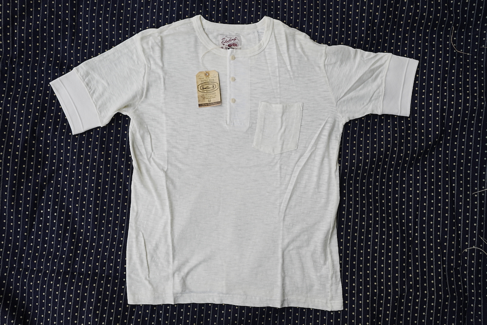 Retrodandy 经典复古短袖亨利领口袋短袖竹节棉