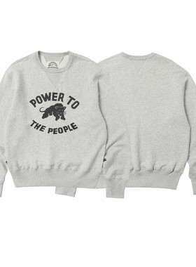 33oz ACE浮生长绒棉老式织机蓬松双V美式休闲套头圆领印花卫衣