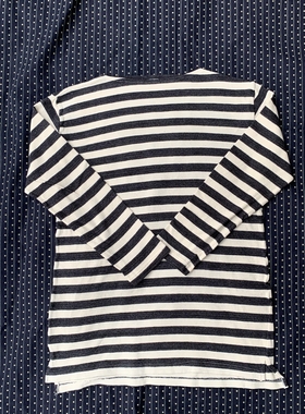 Cushman 长袖条纹圆领打底T恤衫黑白条纹