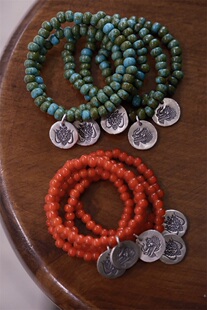 33oz 西亓好物日本琉璃999纯手工制作银牌手链美式复古阿美咔叽