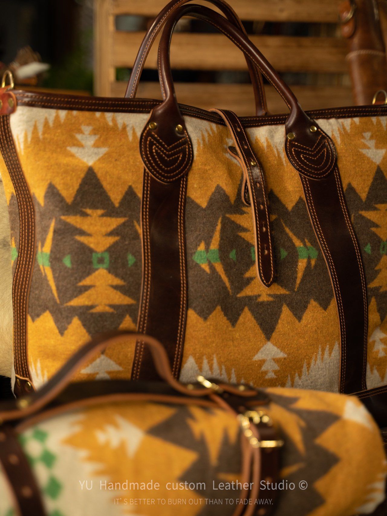 YULEATHER托特包印第安风格