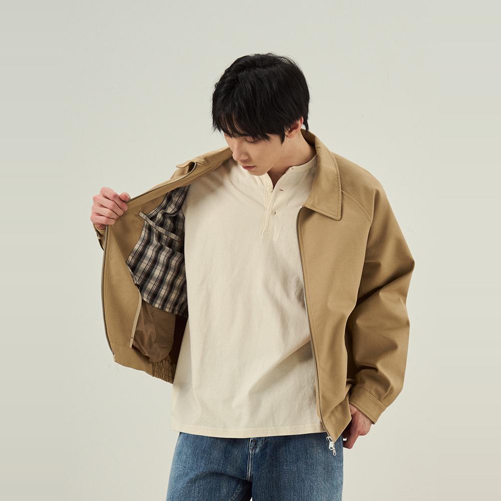 33oz  NATIVEWELL翻领教练夹克双层120S/2匹马棉混纺高级光泽质感