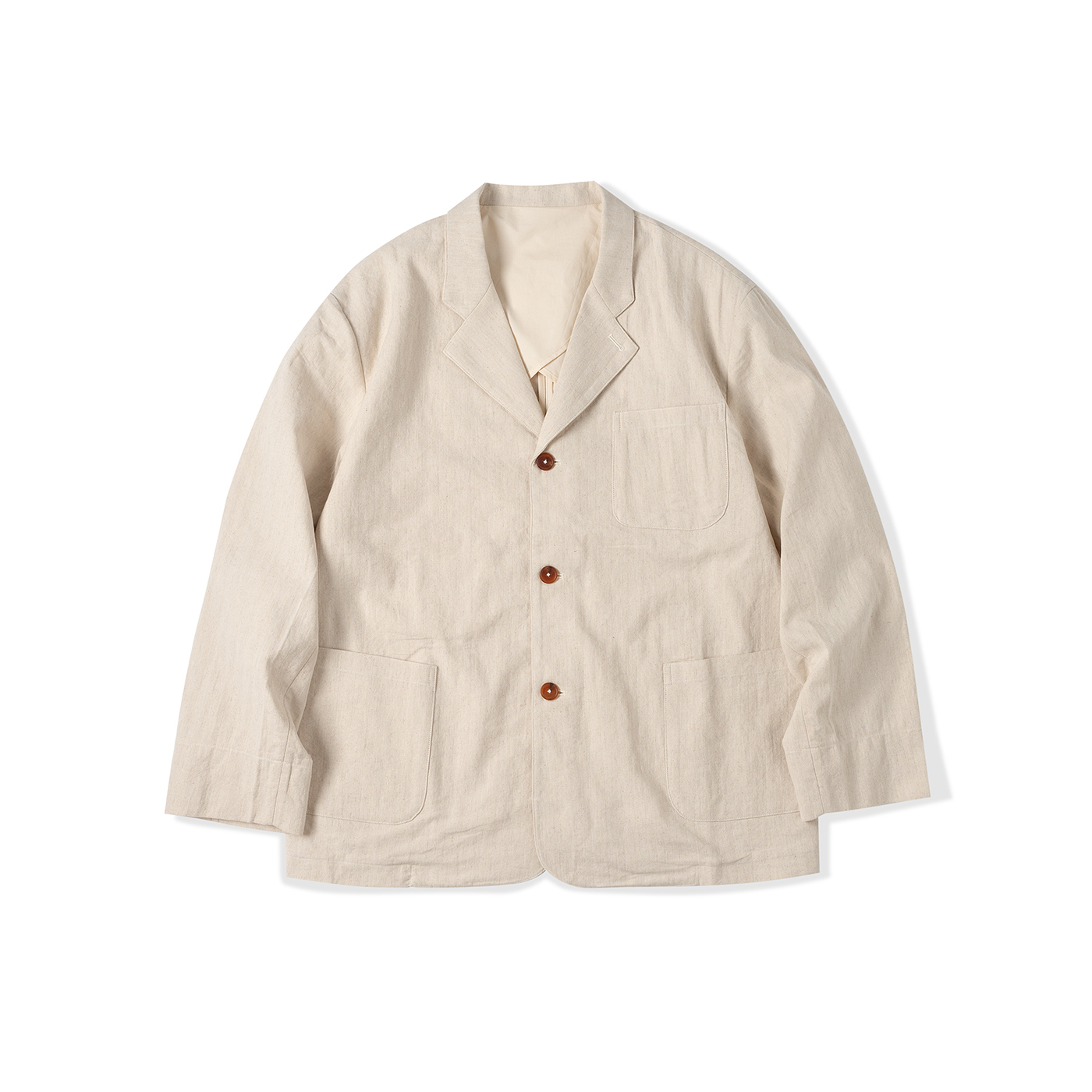 33oz NATIVEWELL人字纹棉麻宽松工装西服外套HBT纹理复古