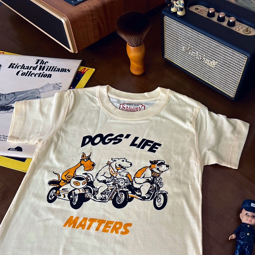 33oz SAILOR JOHNNY 美式复古童装卡通印花T恤夏季机车狗狗短袖