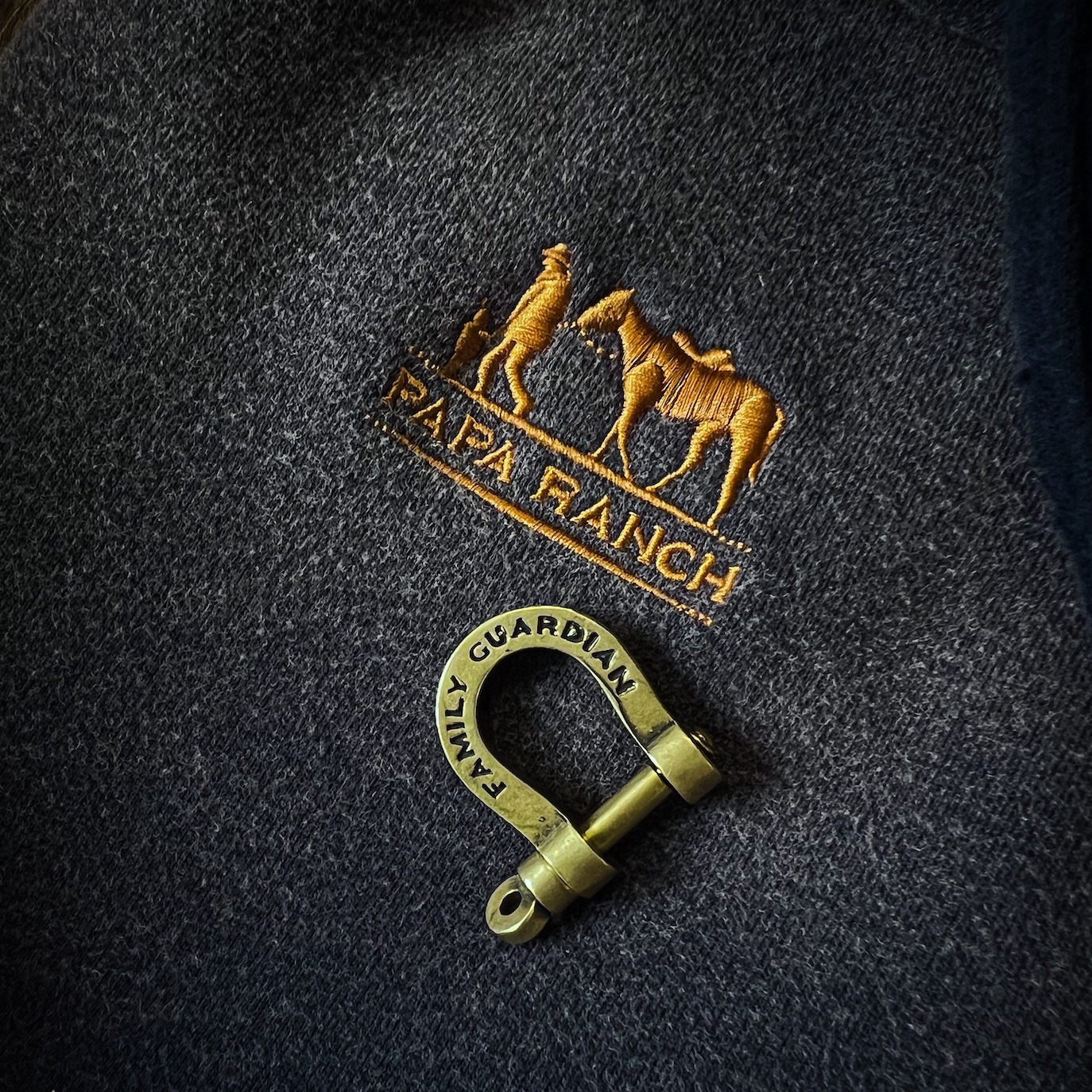 33oz PapaRanch复古美式黄铜马蹄铁钥匙扣挂件配饰老派玩味小物