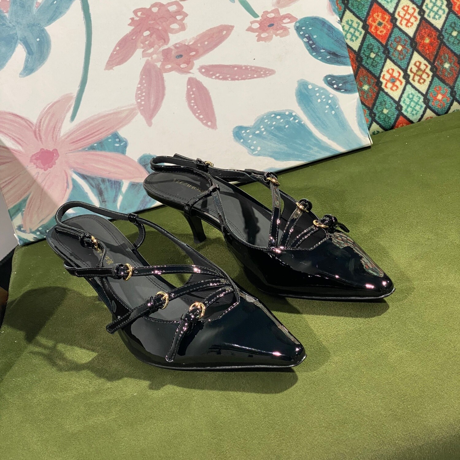 实体专柜撤柜设计师品牌法式尖头凉鞋女真皮包头交叉绑带绝美8600