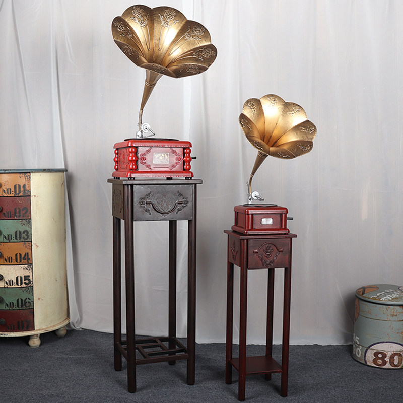 복고풍 축음기 장식품 유럽 스타일의 중국 장식 개체 거실 와인 캐비닛 소품 미국 기록 향수 모델