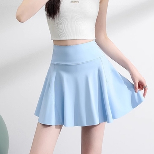 速干短裙羽毛球运动裙网球裙浅蓝色跑步短裙马拉松跳舞表演半身裙