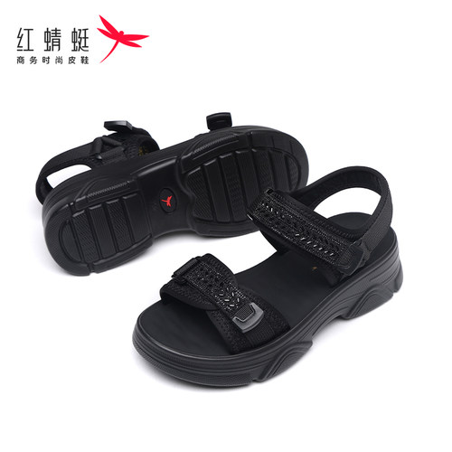 红蜻蜓休闲运动凉鞋女鞋厚底轻便