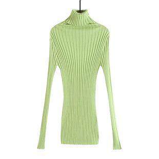 打底衫 巧帛风格 2020秋冬进口纯羊毛牛果绿堆堆领弹力保暖基本款