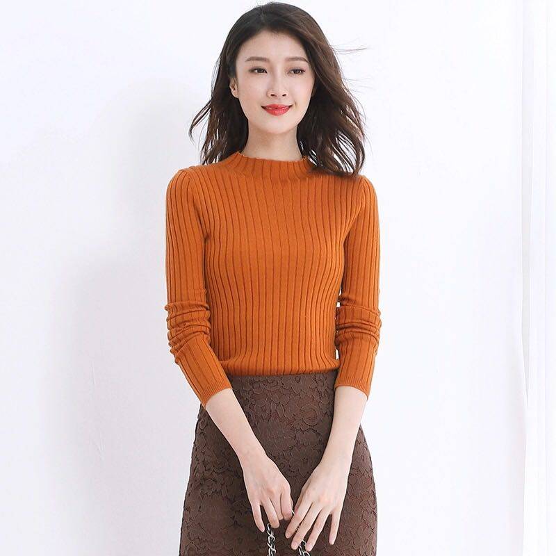 巧帛风春冬弹力柔软进口羊毛衫半高领贴身薄款洋气百搭女打底衫