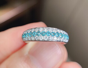 18k金镶嵌天然巴西帕拉伊巴戒指男女款 情人节生日礼物0.3克拉