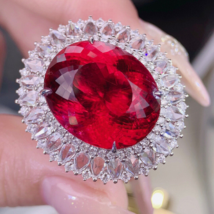 18k金镶嵌天然卢比来戒指吊坠两用款情人节生日礼物项链女25克拉