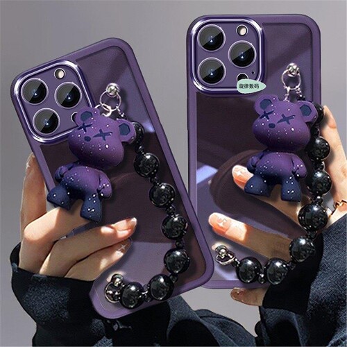 FOR iphone 7 8 x 12 13 14 15 plus protect phone case cover back stand bear适用16promax苹果16手机壳11